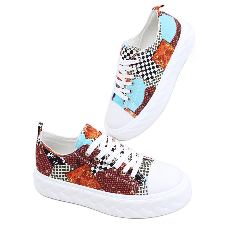 Sneakers con suola alta Madi Red Jacquard Weave multicolore