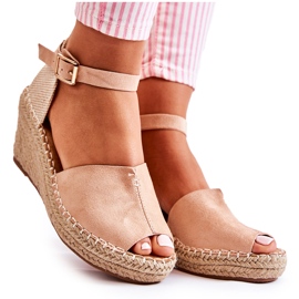 PE1 Comodi sandali con zeppa da donna Delia rosa chiaro beige
