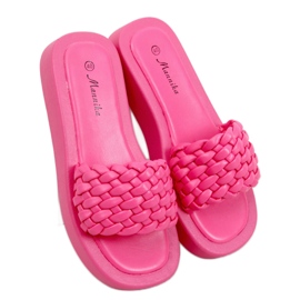 Sandali a tacco alto con righe intrecciate Elida Fushia rosa
