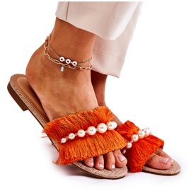 PG2 Ciabatte Da Donna Con Cintura Decorativa Ramisa Arancio arancia