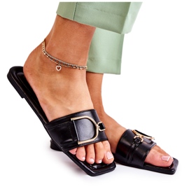 PG2 Ciabatte da donna classiche in pelle con decorazione Shilla nera nero