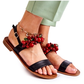Sandali alla moda con perline nere di Hally nero