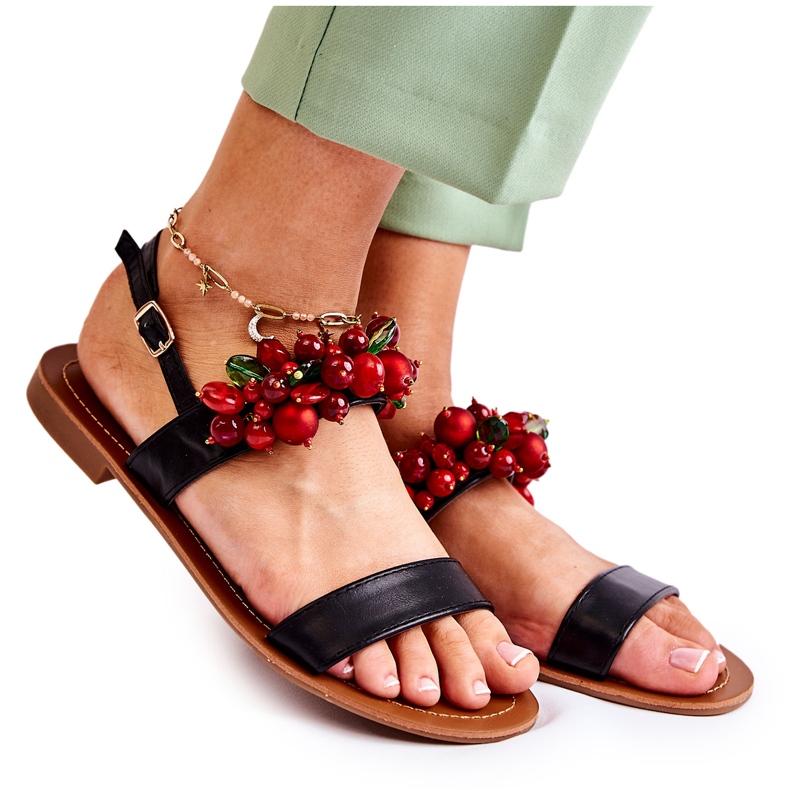 Sandali alla moda con perline nere di Hally nero