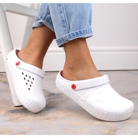 Pantofole in schiuma bianca Big Star II275003 kroks bianche bianco