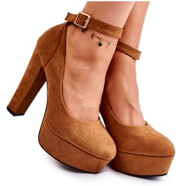 WS1 Décolleté in pelle scamosciata sulla piattaforma Camel Gottie marrone