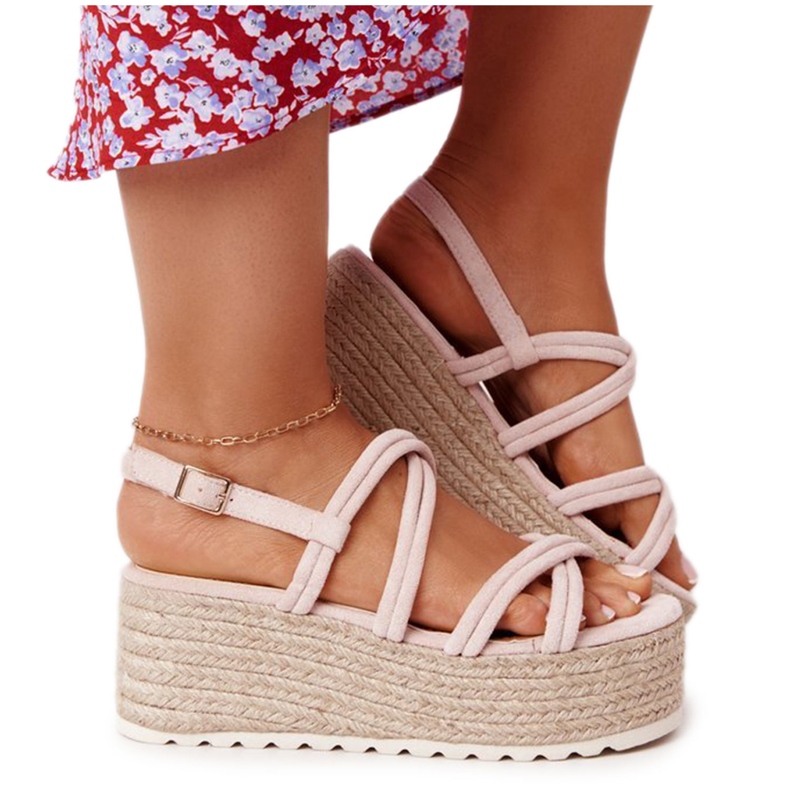 PS1 Sandali Con Plateau Beige Con Intreccio Beige Crazy In Love