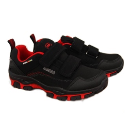 Scarpe da trekking impermeabili per bambini American Club nere e rosse nero rosso