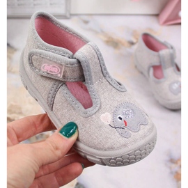 Ciabatte da bambina con velcro Befado grigio con elefante