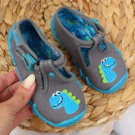 Ciabatte da bambino fibbia dinosauro Befado grigio