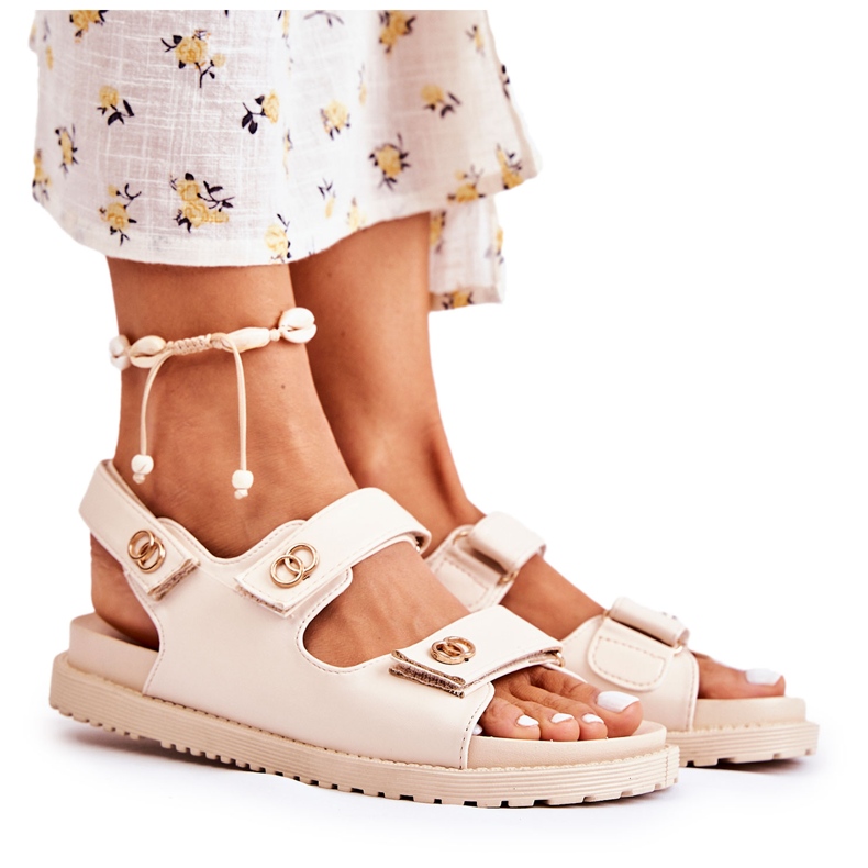 S.Barski Sandali In Pelle Da Donna Con Decorazione, Beige