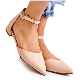 WD1 Sandali Ballerine In Pelle Da Donna In Spitz Beige Caprise