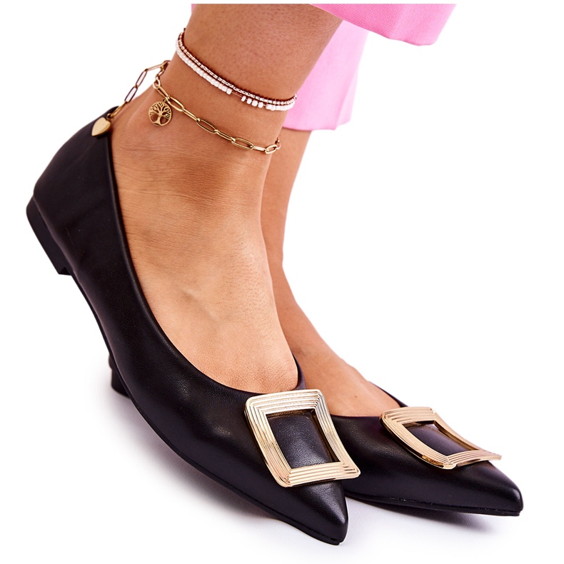 WS1 Ballerine Con Ornamento In Nero E Dorato Simone Spitz