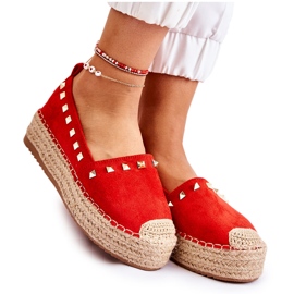 WT1 Espadrillas Da Donna Con Borchie Rosse Laross rosso
