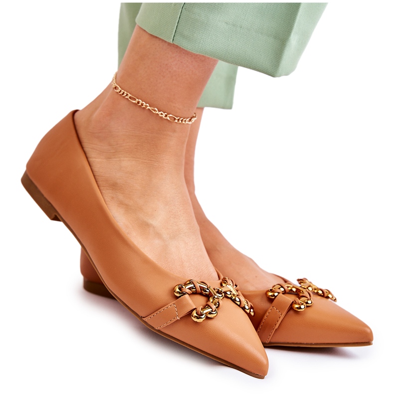 WS1 Ballerine Da Donna In Spitz Con Decorazione Camel Carlos marrone