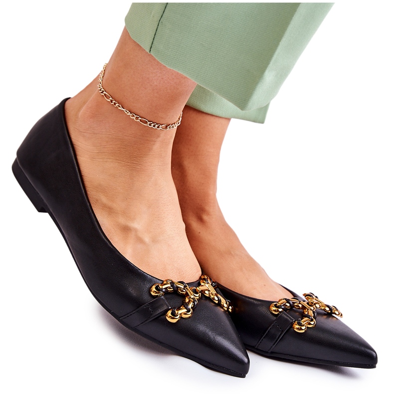 WS1 Ballerine Da Donna In Spitz Con Ornamento Carlos Nero