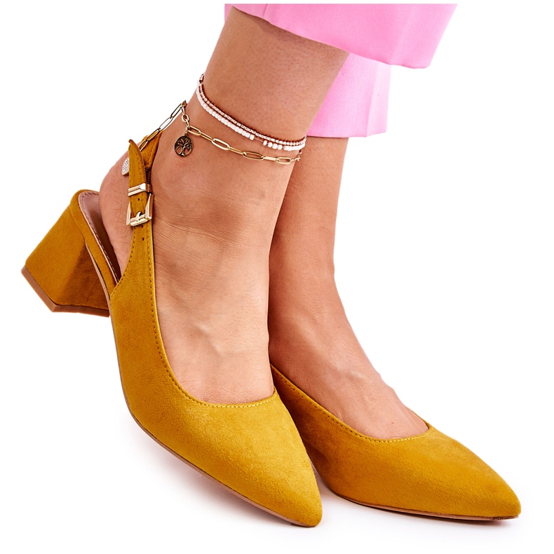WS1 Décolleté In Pelle Scamosciata In Spitz Giallo Ashley