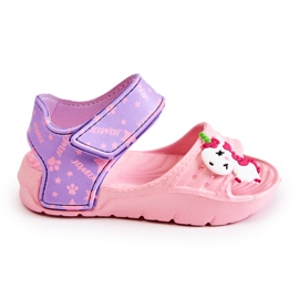WJ1 Sandali leggeri per bambini con decorazioni di fidanzati rosa e viola