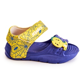 WJ1 Sandali leggeri per bambini con decorazioni fidate blu navy e gialle giallo