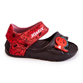 WJ1 Sandali da bambino leggeri con decorazioni fidate nere e rosse nero rosso