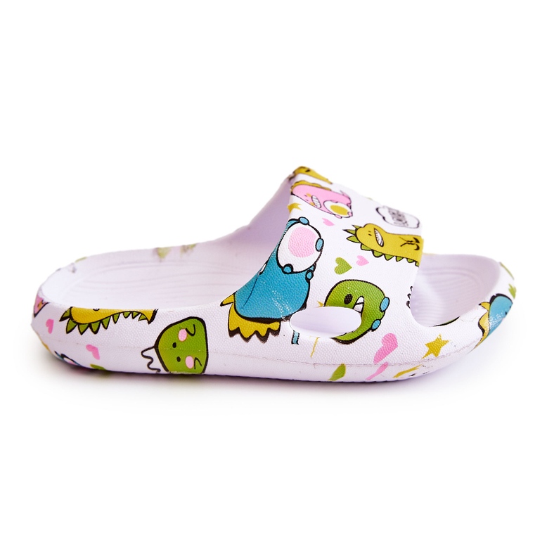 WJ1 Ciabatte per bambini leggere Astro Dinosaurs bianche bianca