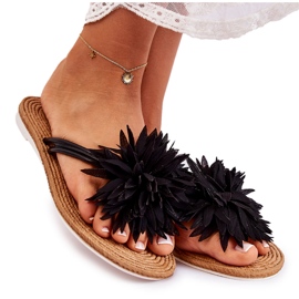 WJ1 Infradito Da Donna Con Ornamento In Tessuto Nero Eviana