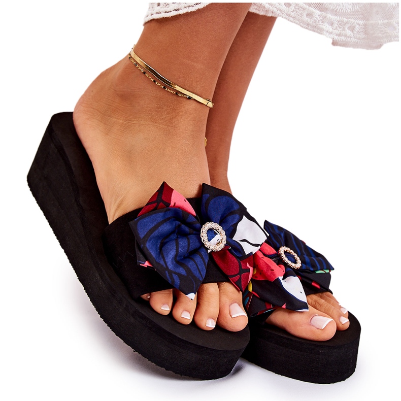 WJ1 Pantofole con zeppa in schiuma Silana da donna nere nero multicolore