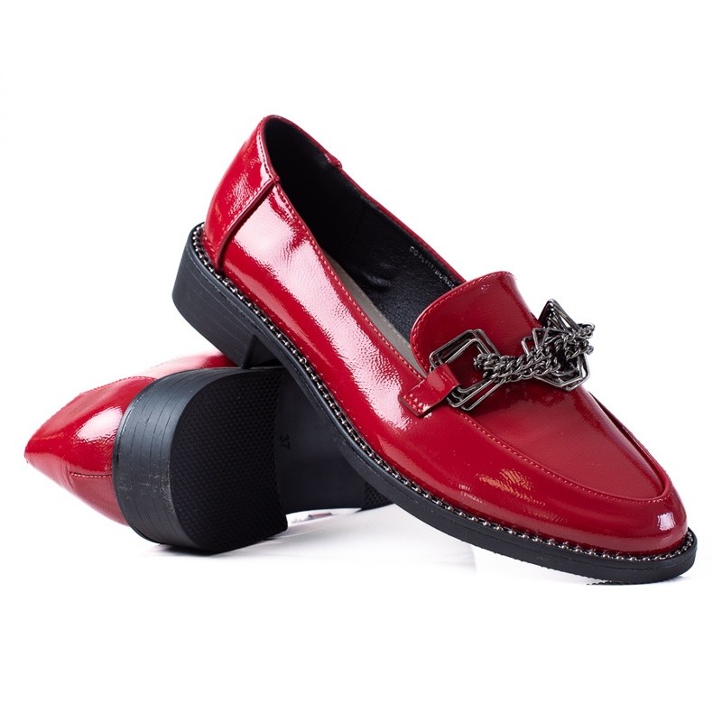SHELOVET Mocassini da donna in vernice rosso