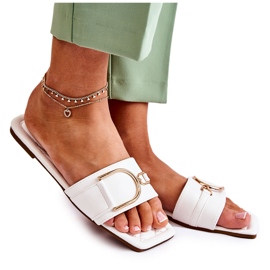PG2 Ciabatte da donna classiche in pelle con decorazione Shilla bianca bianco