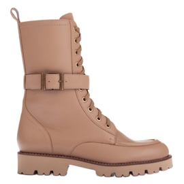 Marco Shoes Stivali in pelle pieno fiore beige