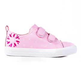 Sneakers Shelovet Velcro da bambino realizzate in pelle ecologica rosa