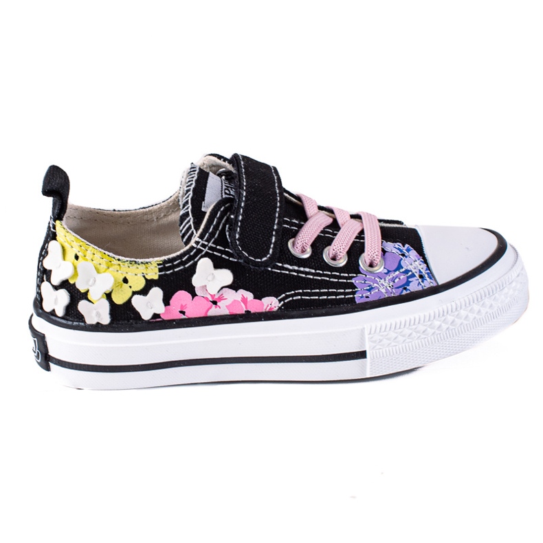 Sneakers basse da bambino Shelovet nere con fiori nero multicolore