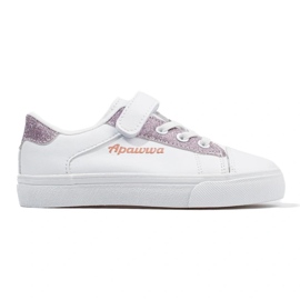 Sneakers bianche da bambino con glitter rosa bianco