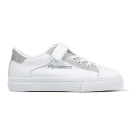 Sneakers da bambino bianche con glitter argento bianca