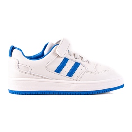 Sneakers per bambini Shelovet realizzate in pelle ecologica nei colori bianco e blu