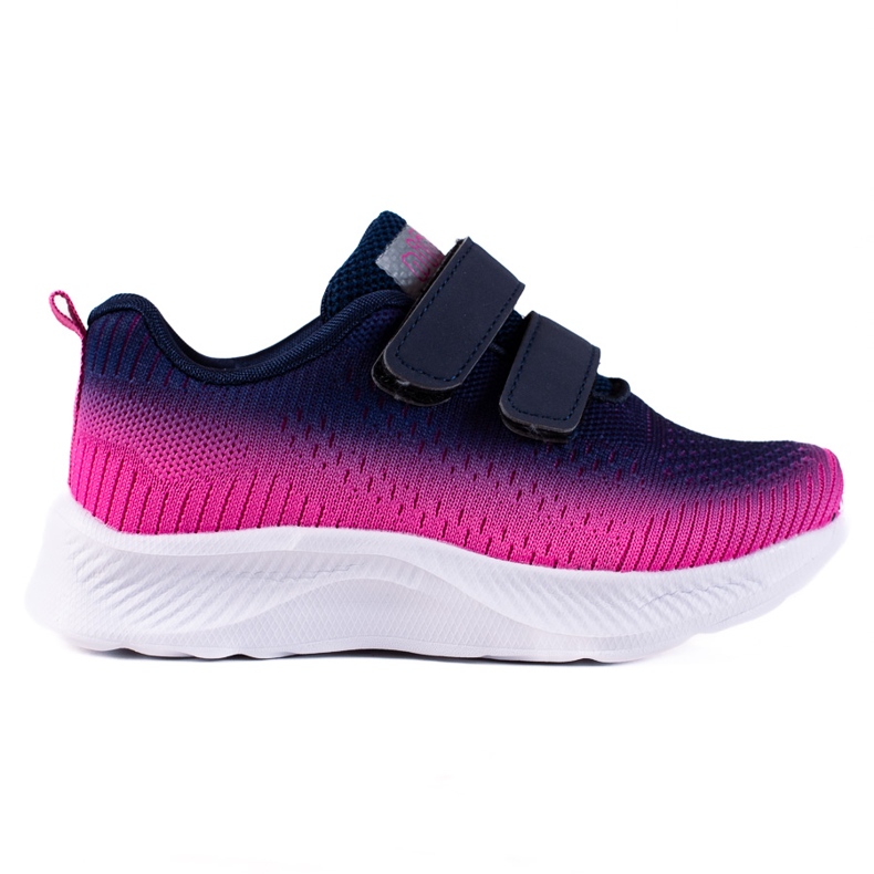 Scarpe sportive da bambino in velcro bicolore Shelovet blu navy rosa