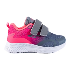 Scarpe sportive per bambini Shelovet con chiusura in velcro rosa e grigio