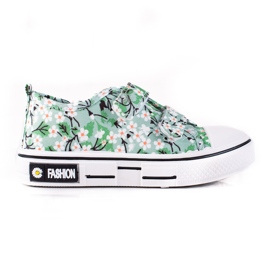 Sneakers per bambini Shelovet con fiori verdi ['bianco', 'verde', 'giallo'] verde