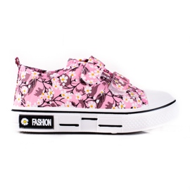 Sneakers per bambini Shelovet con fiori rosa bianco giallo