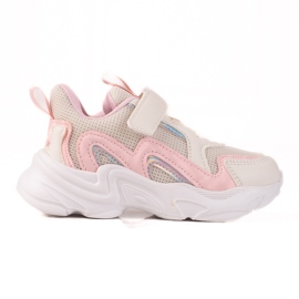 Sneakers per bambini Shelovet con velcro beige rosa
