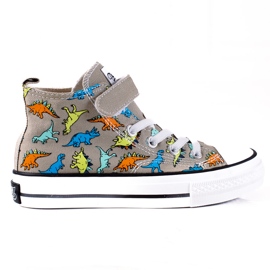 Sneakers alte per ragazzi Shelovet dinosauri grigi grigio