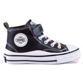 Sneakers alte per bambini Shelovet realizzate in pelle ecologica di colore nero
