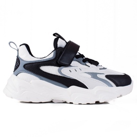 Sneakers per bambini Shelovet su suola spessa in bianco e nero grigio