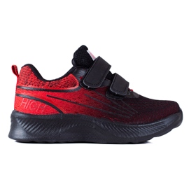 Sneakers da bambino Shelovet con doppio velcro nere e rosse nero rosso