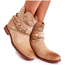 WS1 Stivaletti In Pelle Scamosciata Su Un Verine Beige Con Zeppa Nascosta