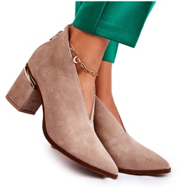 Stivali in pelle con tacco alto Laura Messi Beige chiaro 2344