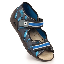 Ciabatte in velcro con racer grigio e blu Befado Jr BEF14B