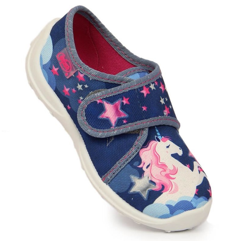Ciabatte in velcro con unicorno Befado Jr BEF35A blu navy