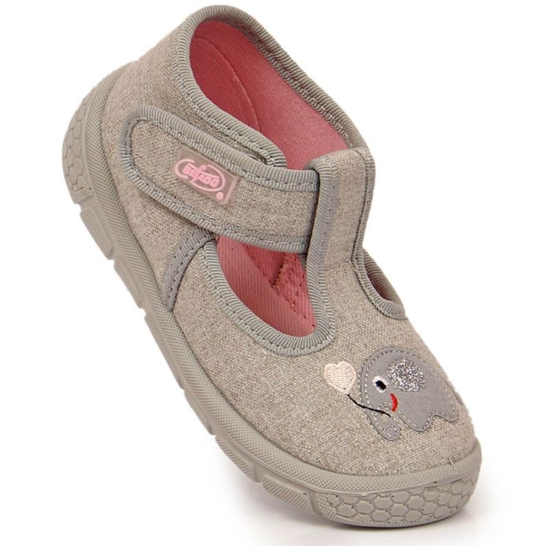 Ciabatte in velcro con elefante Befado Jr BEF30D grigio