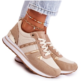 PG1 Scarpe sportive classiche da donna allacciate Beige Elenes