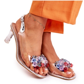 S.Barski Sandali Eleganti Con Cristalli Lanette Argento multicolore